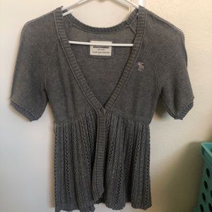 Abercrombie short sleeve knit cardigan grey